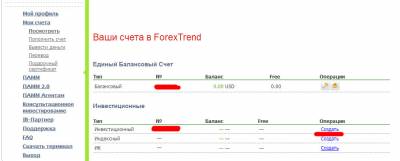 Пополнение счета forex trend