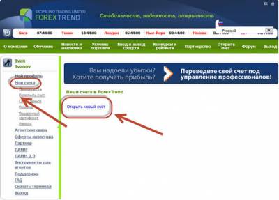Пополнение счета forex trend